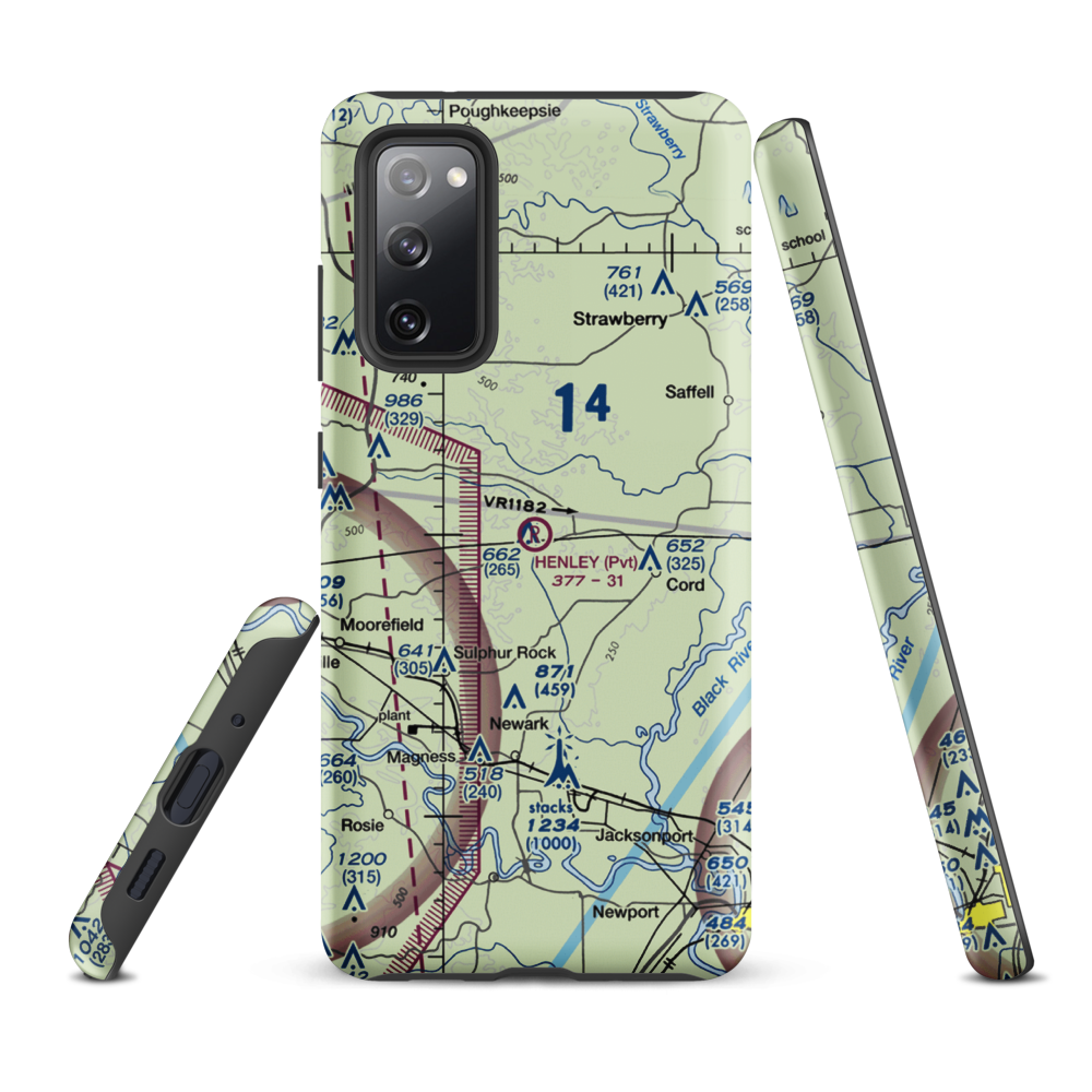 Henley Aerodrome (28AR) VFR Sectional Samsung Phone Case Samsung Galaxy S20 FE model shown