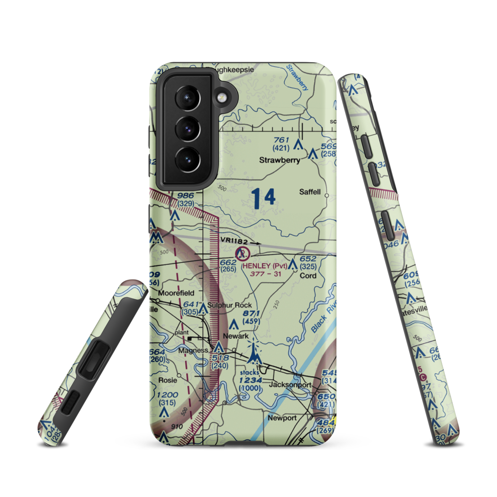 Henley Aerodrome (28AR) VFR Sectional Samsung Phone Case Samsung Galaxy S21 model shown