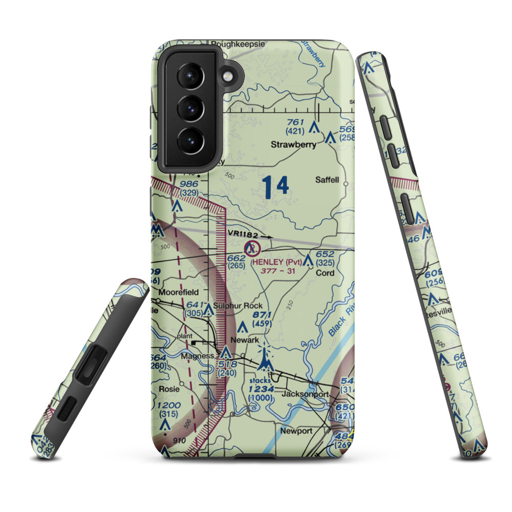 Henley Aerodrome (28AR) VFR Sectional Samsung Phone Case Samsung Galaxy S21 Plus model shown