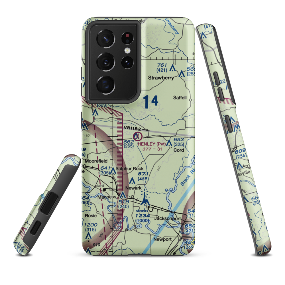 Henley Aerodrome (28AR) VFR Sectional Samsung Phone Case Samsung Galaxy S21 Ultra model shown