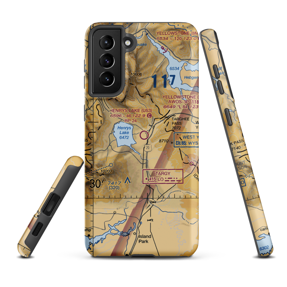 Henry's Lake Airport (U53) VFR Sectional Samsung Phone Case Samsung Galaxy S21 Plus model shown