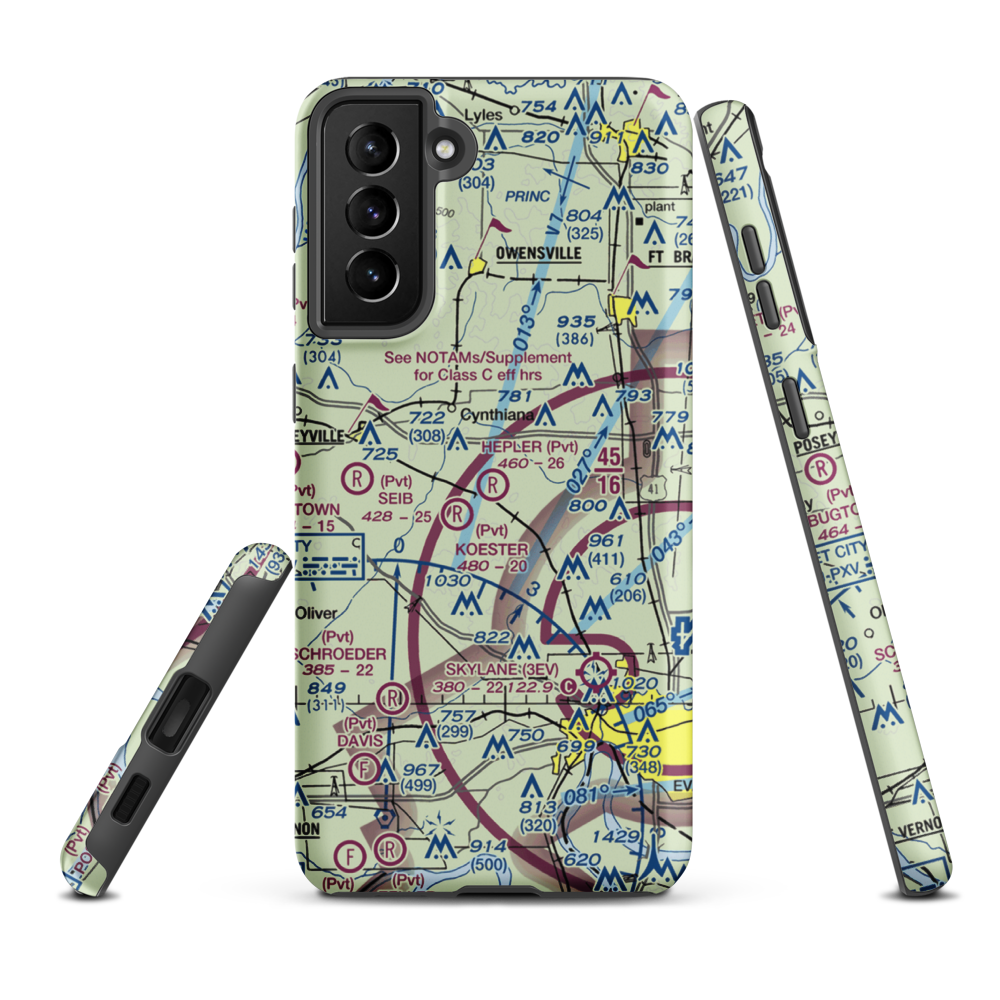 Hepler Airport (43IN) VFR Sectional Samsung Phone Case Samsung Galaxy S21 FE model shown