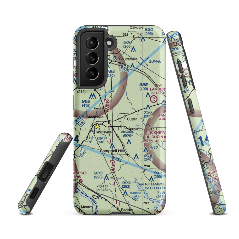 Hepp Airport (9LL2) VFR Sectional Samsung Phone Case Samsung Galaxy S21 FE model shown