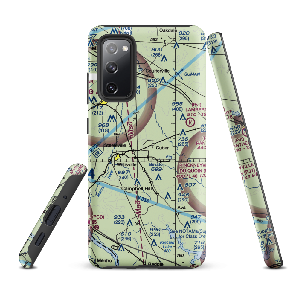 Hepp Airport (9LL2) VFR Sectional Samsung Phone Case Samsung Galaxy S20 FE model shown