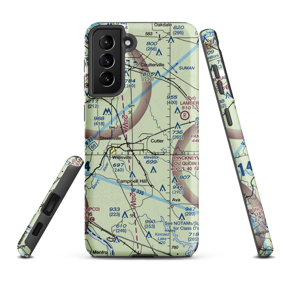 Hepp Airport (9LL2) VFR Sectional Samsung Phone Case Samsung Galaxy S21 Plus model shown