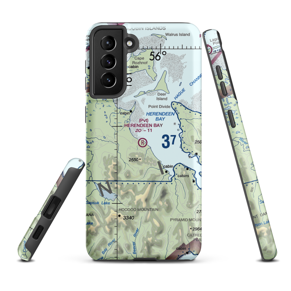 Herendeen Bay Airport (HED) VFR Sectional Samsung Phone Case Samsung Galaxy S21 Plus model shown