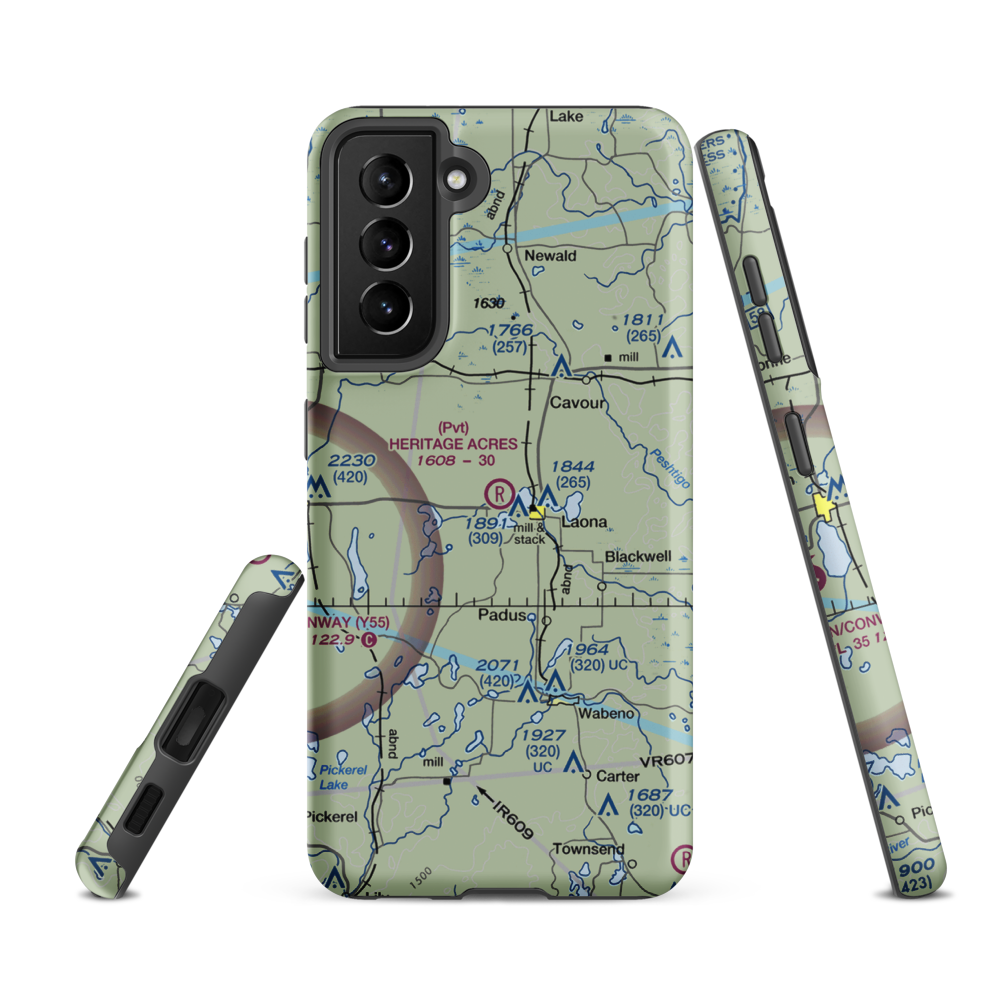 Heritage Acres Airport (90WI) VFR Sectional Samsung Phone Case Samsung Galaxy S21 Ultra model shown