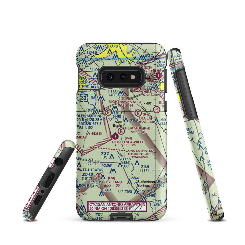 Heritage Airfield (TE86) VFR Sectional Samsung Phone Case Samsung Galaxy S10e model shown