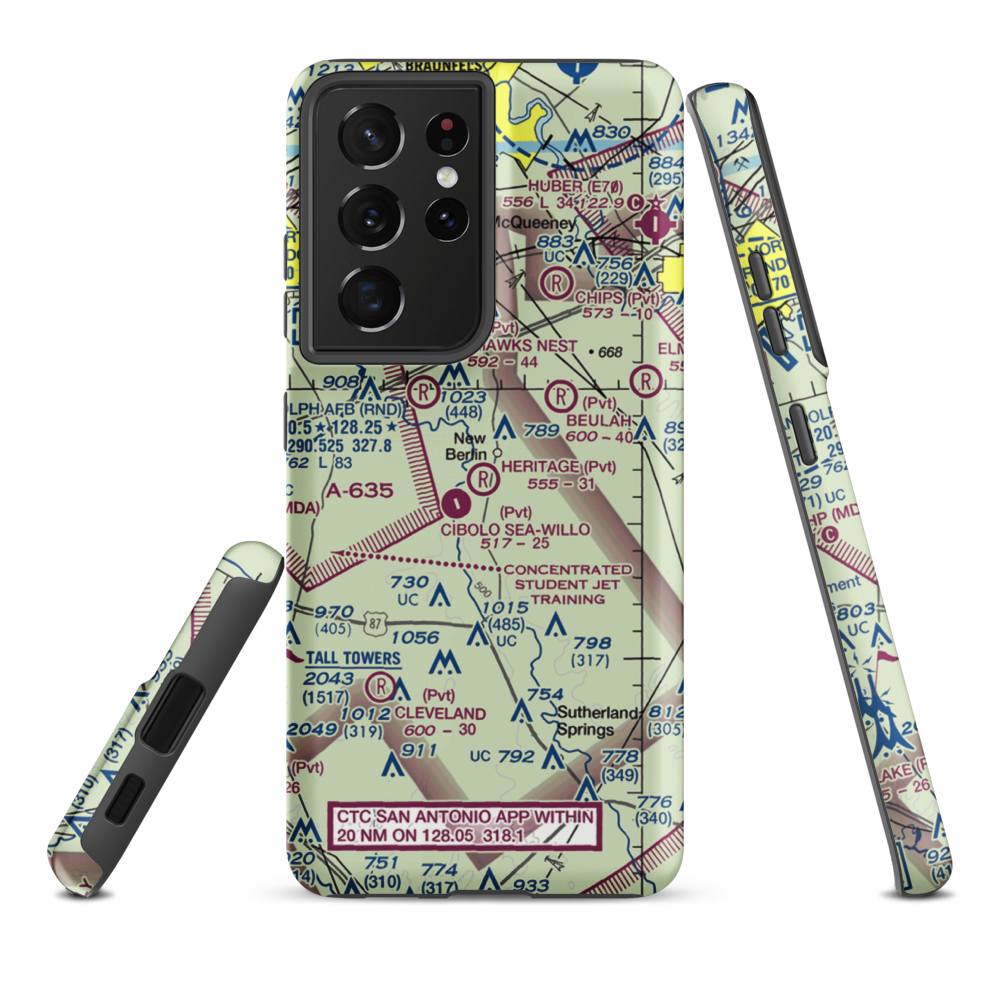 Heritage Airfield (TE86) VFR Sectional Samsung Phone Case Samsung Galaxy S21 Ultra model shown