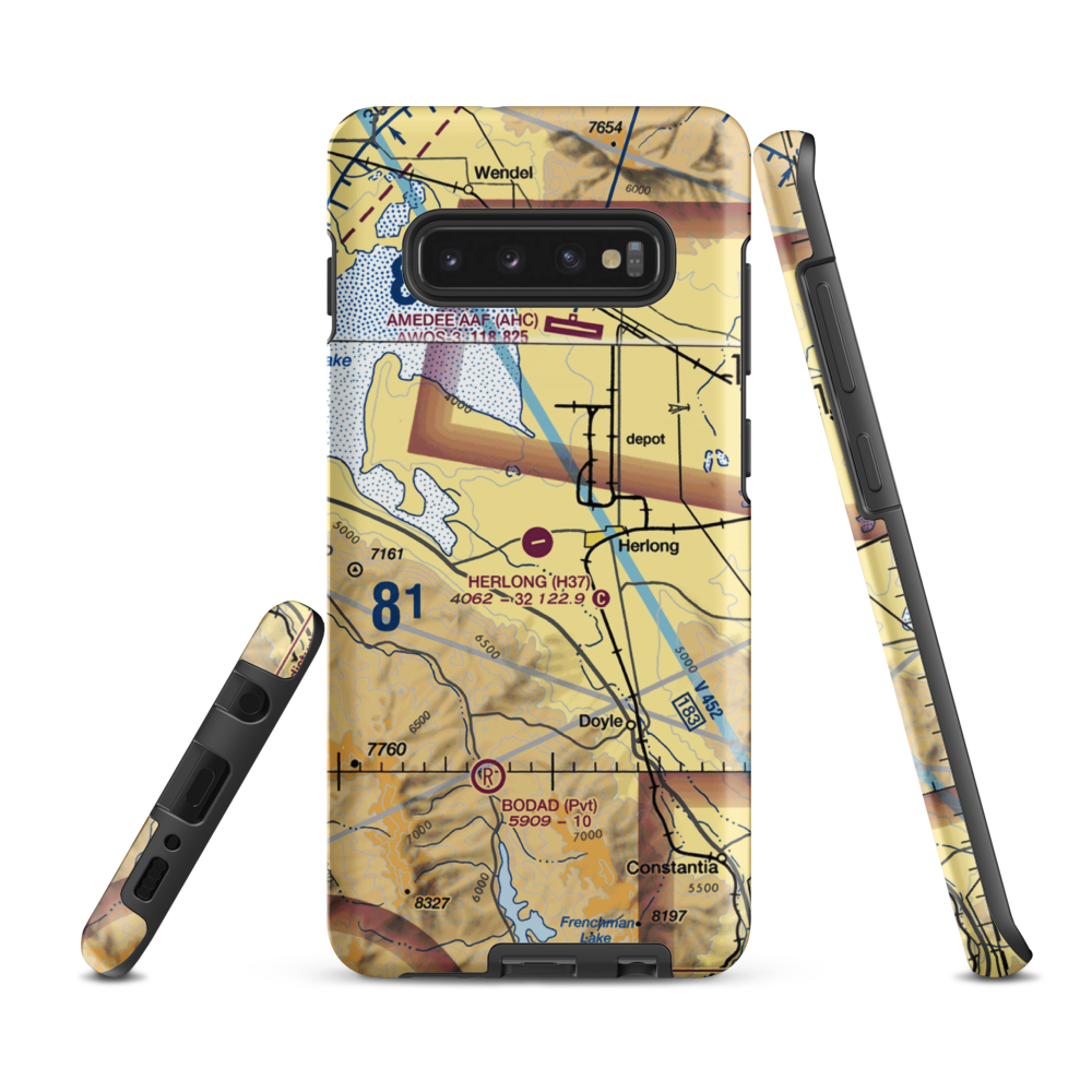 Herlong Airport (H37) VFR Sectional Samsung Phone Case Samsung Galaxy S10 Plus model shown