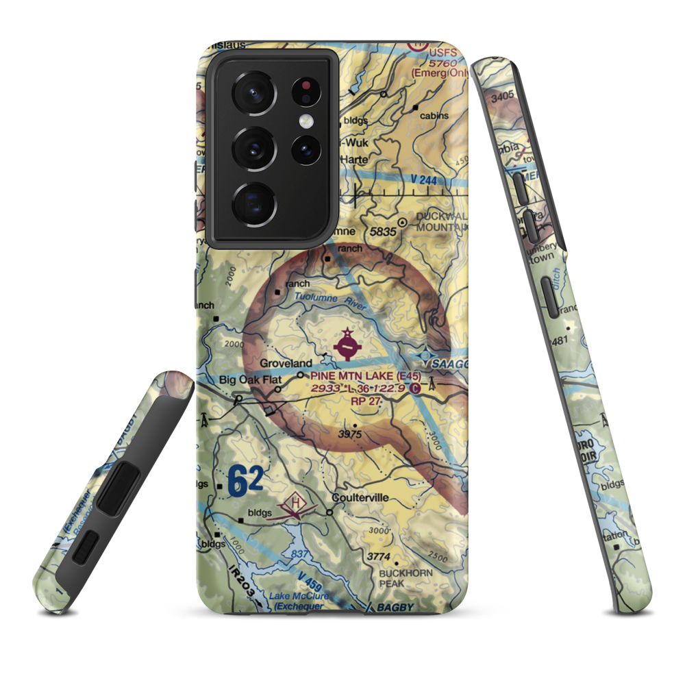 Hermitage Airport (45CN) VFR Sectional Samsung Phone Case Samsung Galaxy S21 Plus model shown
