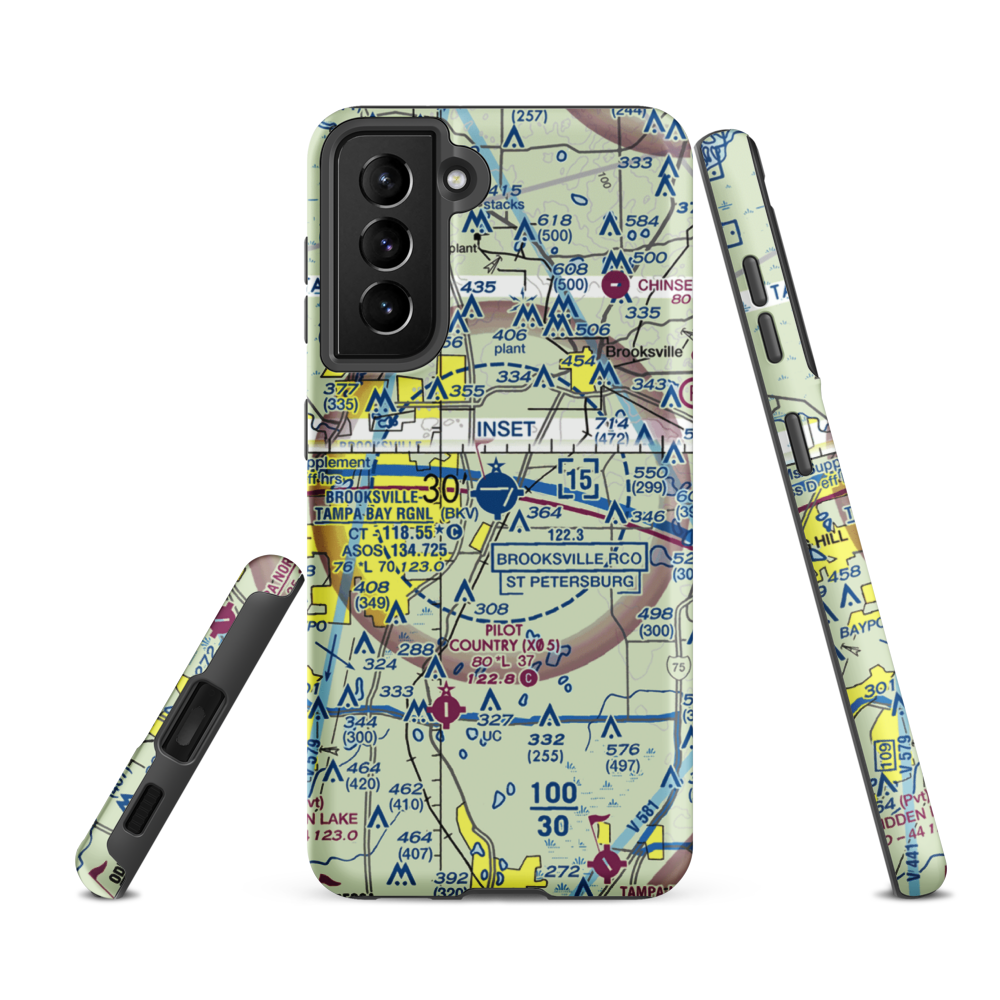 Hernando County Airport (BKV) VFR Sectional Samsung Phone Case Samsung Galaxy S21 Ultra model shown