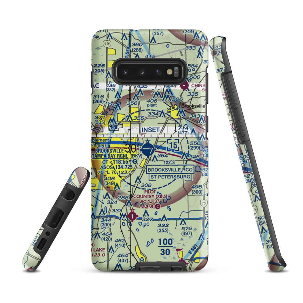 Hernando County Airport (BKV) VFR Sectional Samsung Phone Case Samsung Galaxy S10 Plus model shown