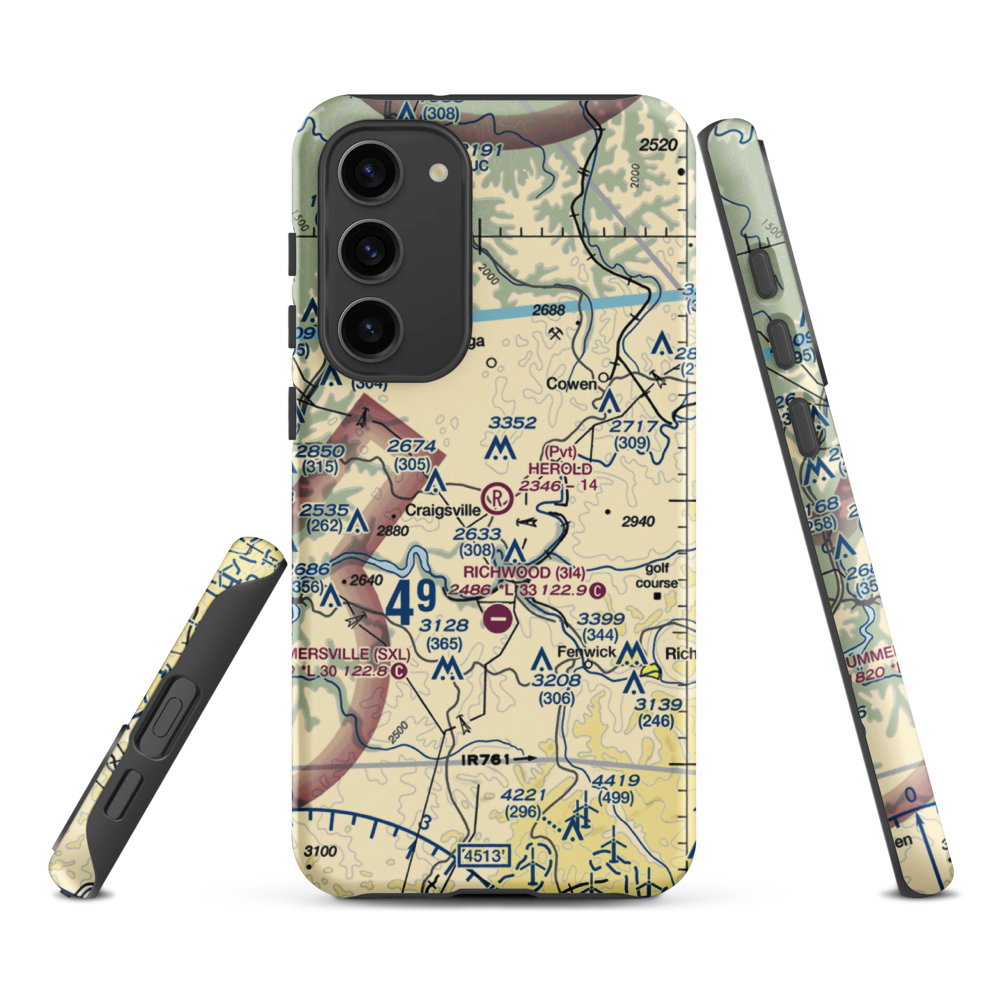 Herold Airport (WV63) VFR Sectional Samsung Phone Case Samsung Galaxy S23 Plus model shown