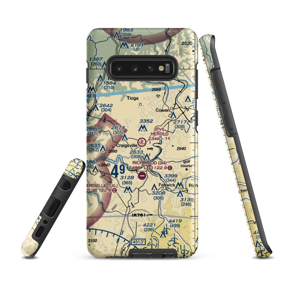 Herold Airport (WV63) VFR Sectional Samsung Phone Case Samsung Galaxy S10 Plus model shown