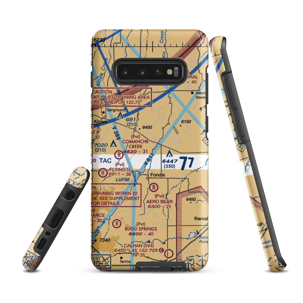 Herrick Airport (9CO8) VFR Sectional Samsung Phone Case Samsung Galaxy S10e model shown