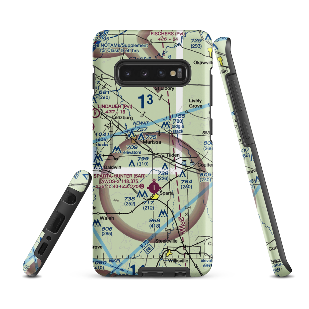 Herschel Hunter Airport (3LL1) VFR Sectional Samsung Phone Case Samsung Galaxy S10 Plus model shown