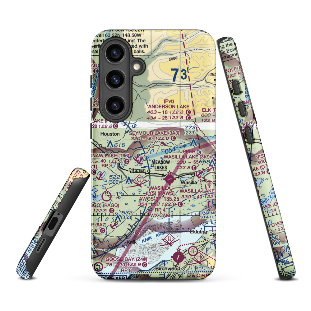 Hess Airport (7AK8) VFR Sectional Samsung Phone Case Samsung Galaxy S24 Plus model shown