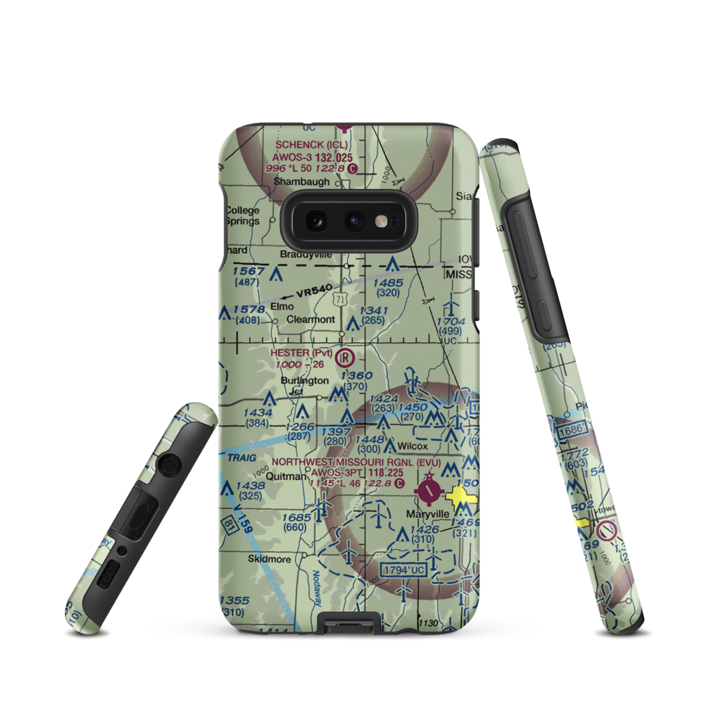 Hester Airport (MU09) VFR Sectional Samsung Phone Case Samsung Galaxy S10 Plus model shown