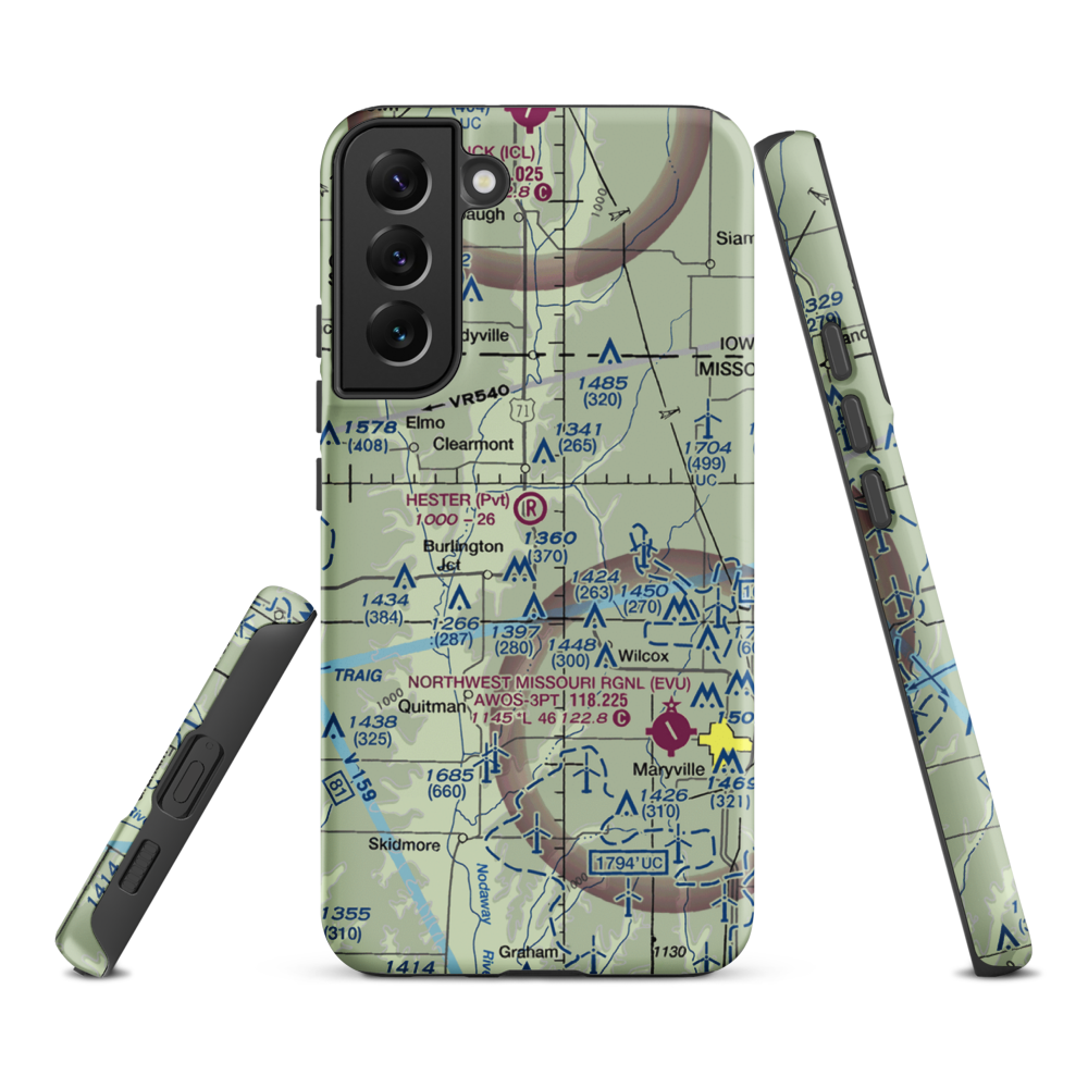 Hester Airport (MU09) VFR Sectional Samsung Phone Case Samsung Galaxy S22 Plus model shown