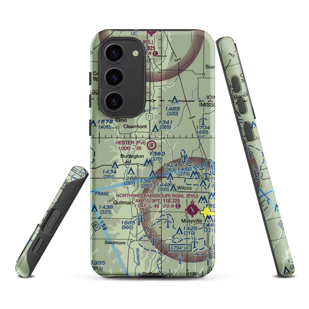 Hester Airport (MU09) VFR Sectional Samsung Phone Case Samsung Galaxy S23 Plus model shown
