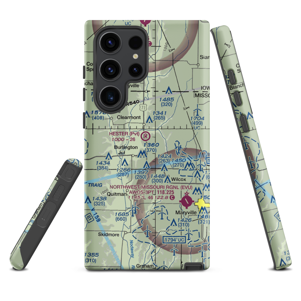Hester Airport (MU09) VFR Sectional Samsung Phone Case Samsung Galaxy S23 Ultra model shown