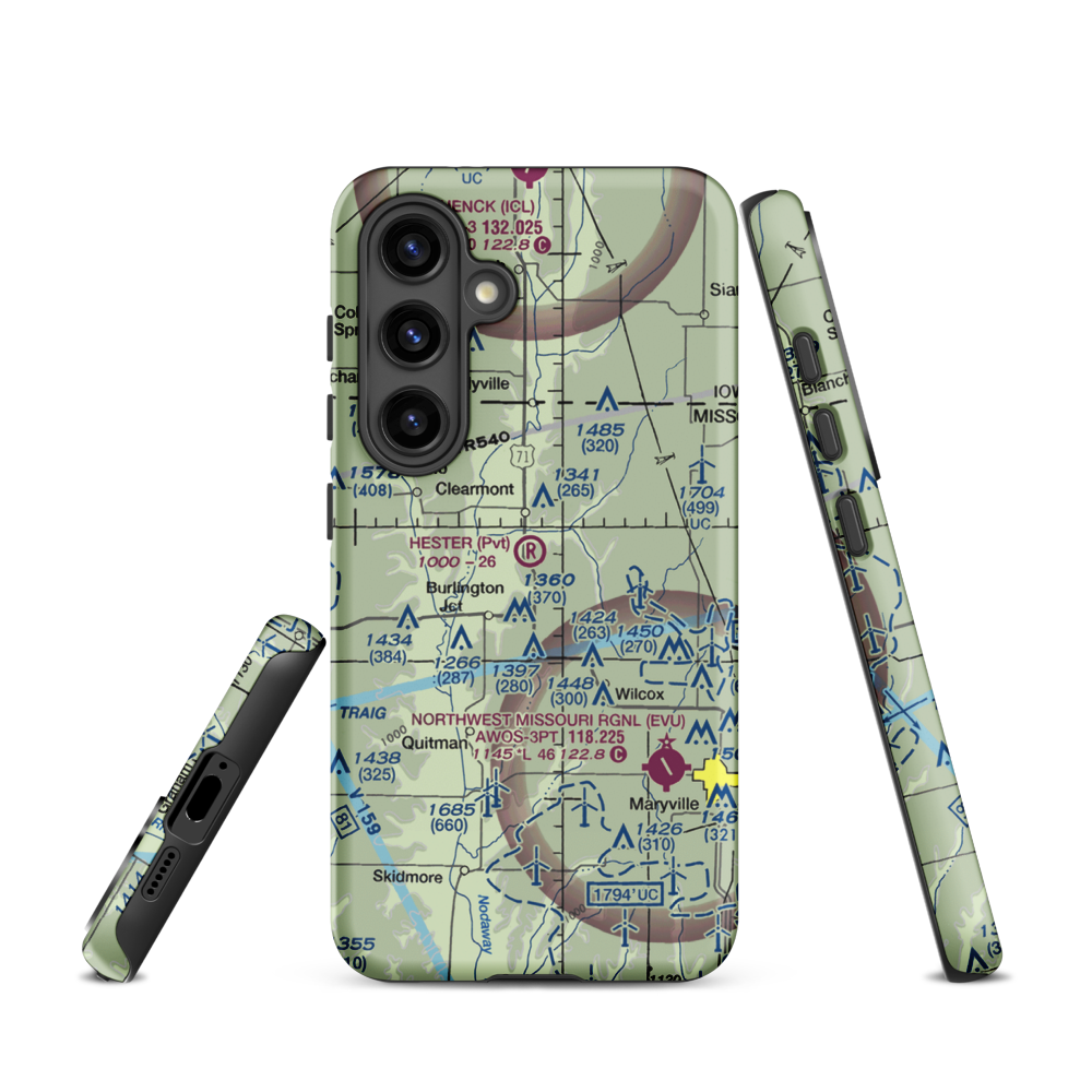 Hester Airport (MU09) VFR Sectional Samsung Phone Case Samsung Galaxy S24 model shown