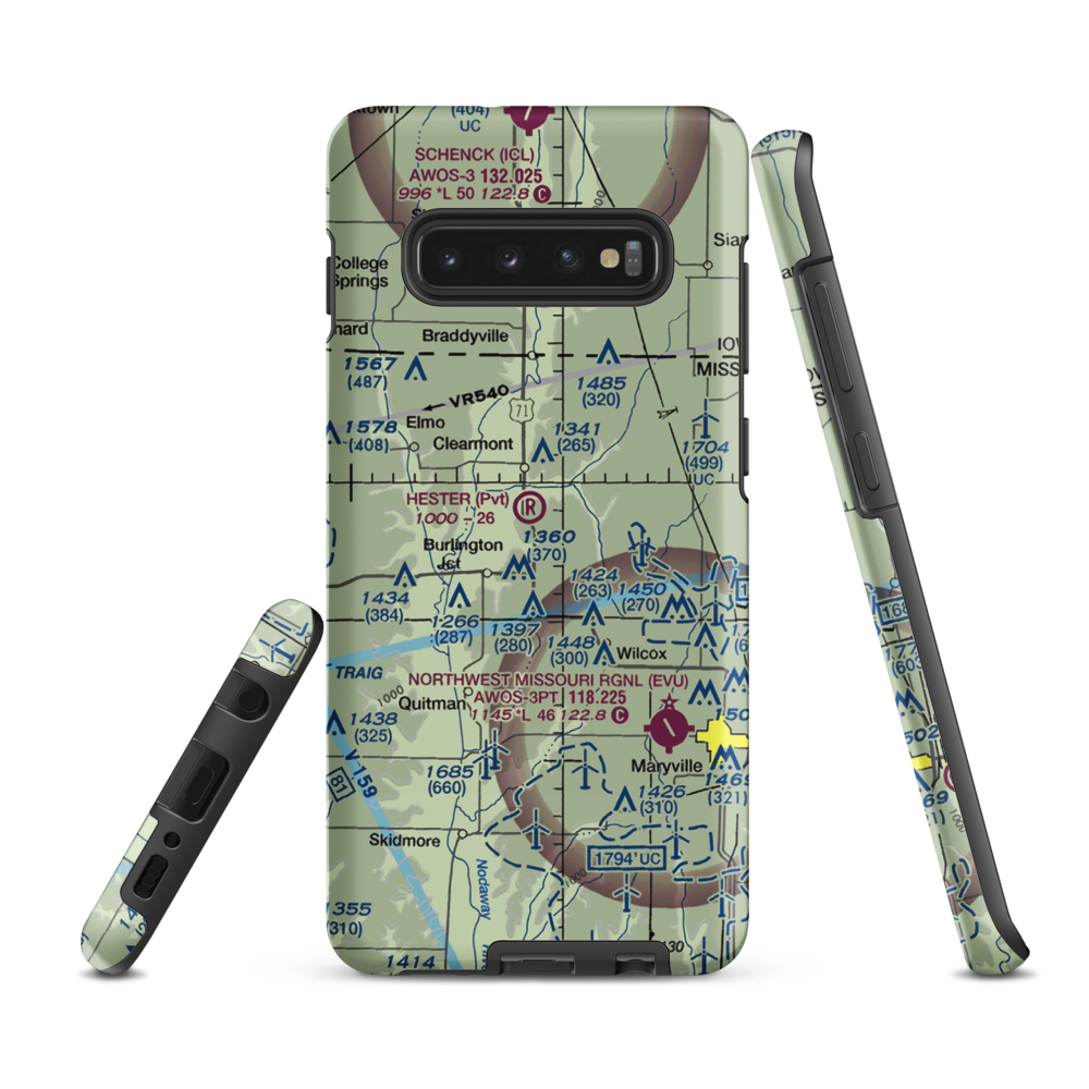 Hester Airport (MU09) VFR Sectional Samsung Phone Case Samsung Galaxy S10e model shown