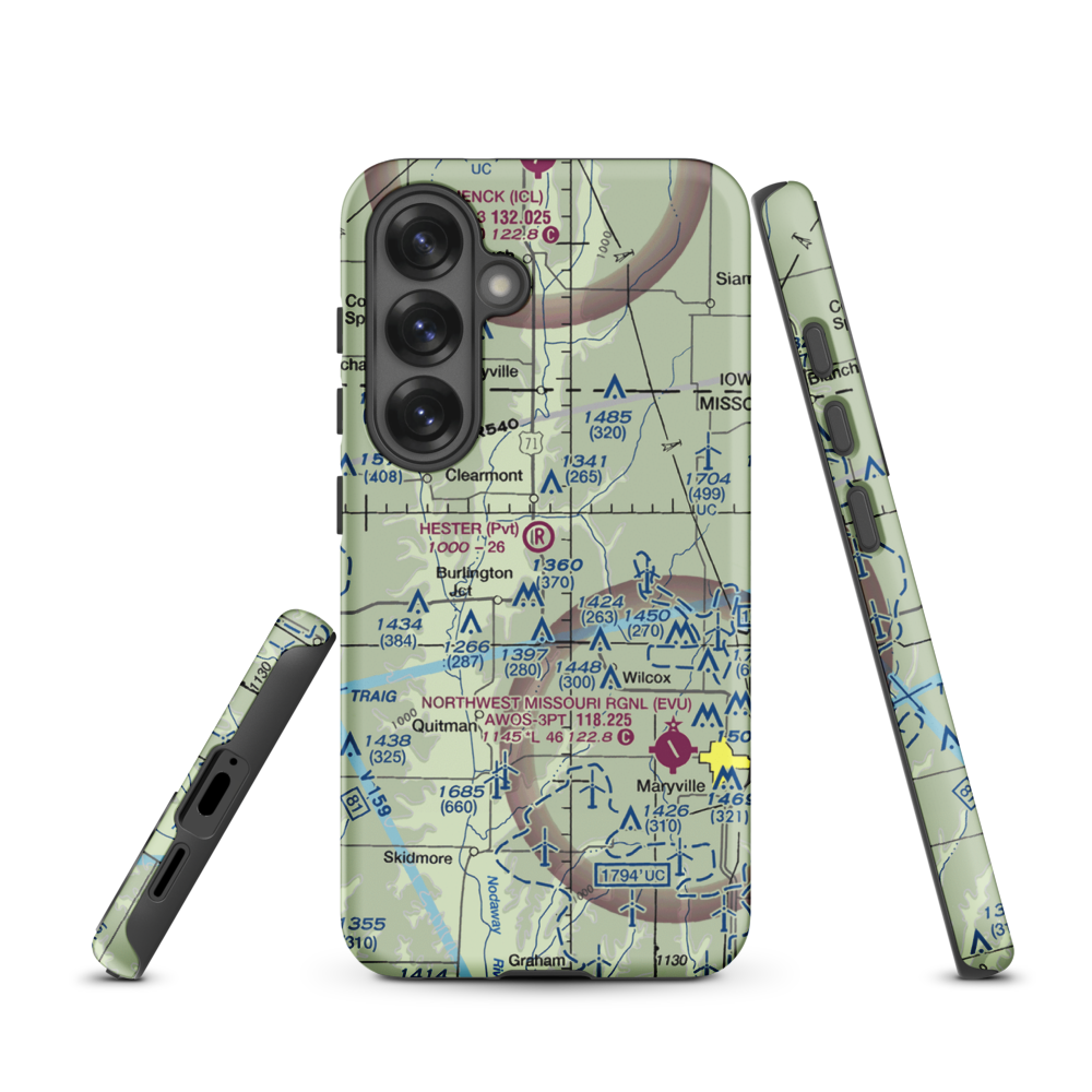 Hester Airport (MU09) VFR Sectional Samsung Phone Case Samsung Galaxy S25 model shown