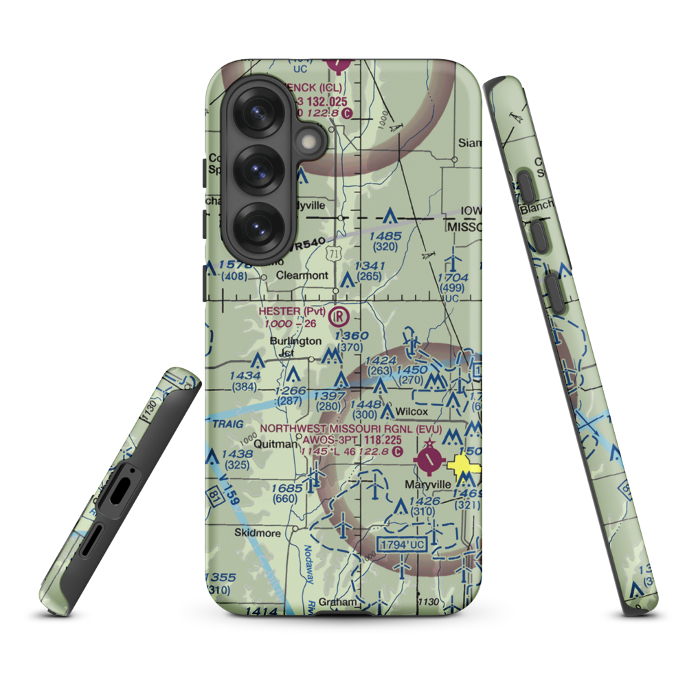 Hester Airport (MU09) VFR Sectional Samsung Phone Case Samsung Galaxy S25 Plus model shown