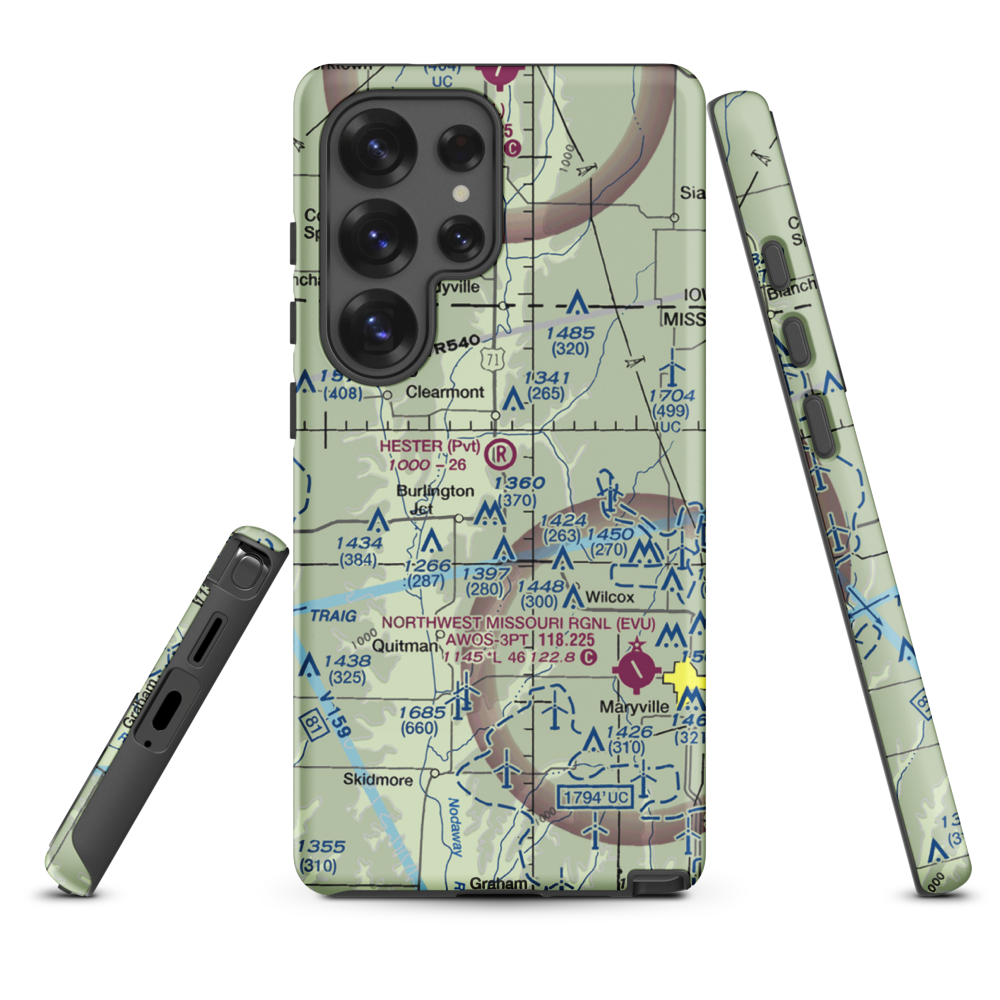 Hester Airport (MU09) VFR Sectional Samsung Phone Case Samsung Galaxy S25 Ultra model shown