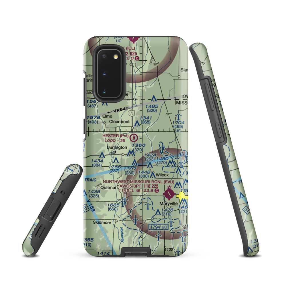 Hester Airport (MU09) VFR Sectional Samsung Phone Case Samsung Galaxy S20 model shown