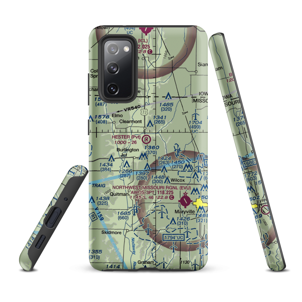 Hester Airport (MU09) VFR Sectional Samsung Phone Case Samsung Galaxy S20 FE model shown