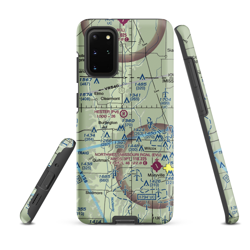 Hester Airport (MU09) VFR Sectional Samsung Phone Case Samsung Galaxy S20 Plus model shown