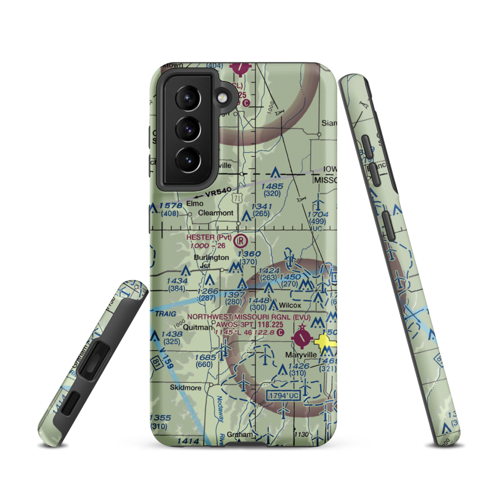 Hester Airport (MU09) VFR Sectional Samsung Phone Case Samsung Galaxy S21 model shown