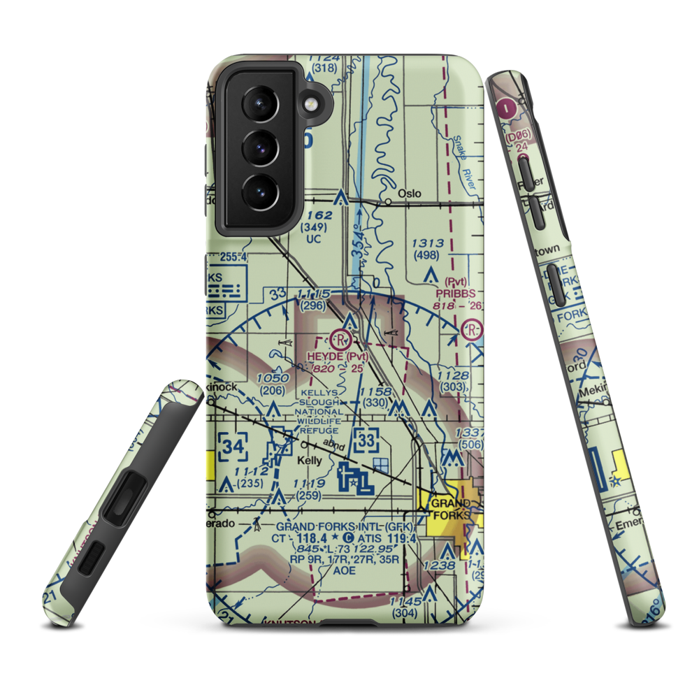 Heyde Airport (8ND4) VFR Sectional Samsung Phone Case Samsung Galaxy S21 FE model shown