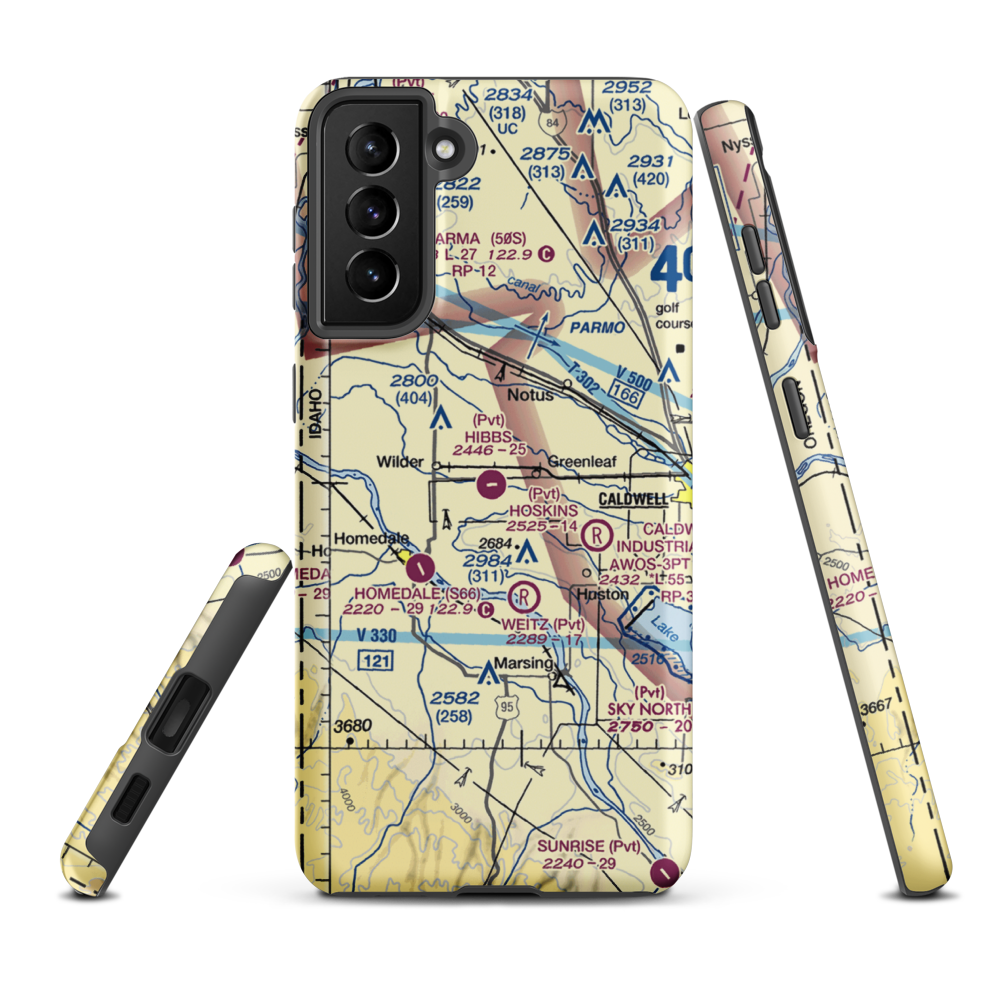 Hibbs Airport (ID97) VFR Sectional Samsung Phone Case Samsung Galaxy S21 FE model shown