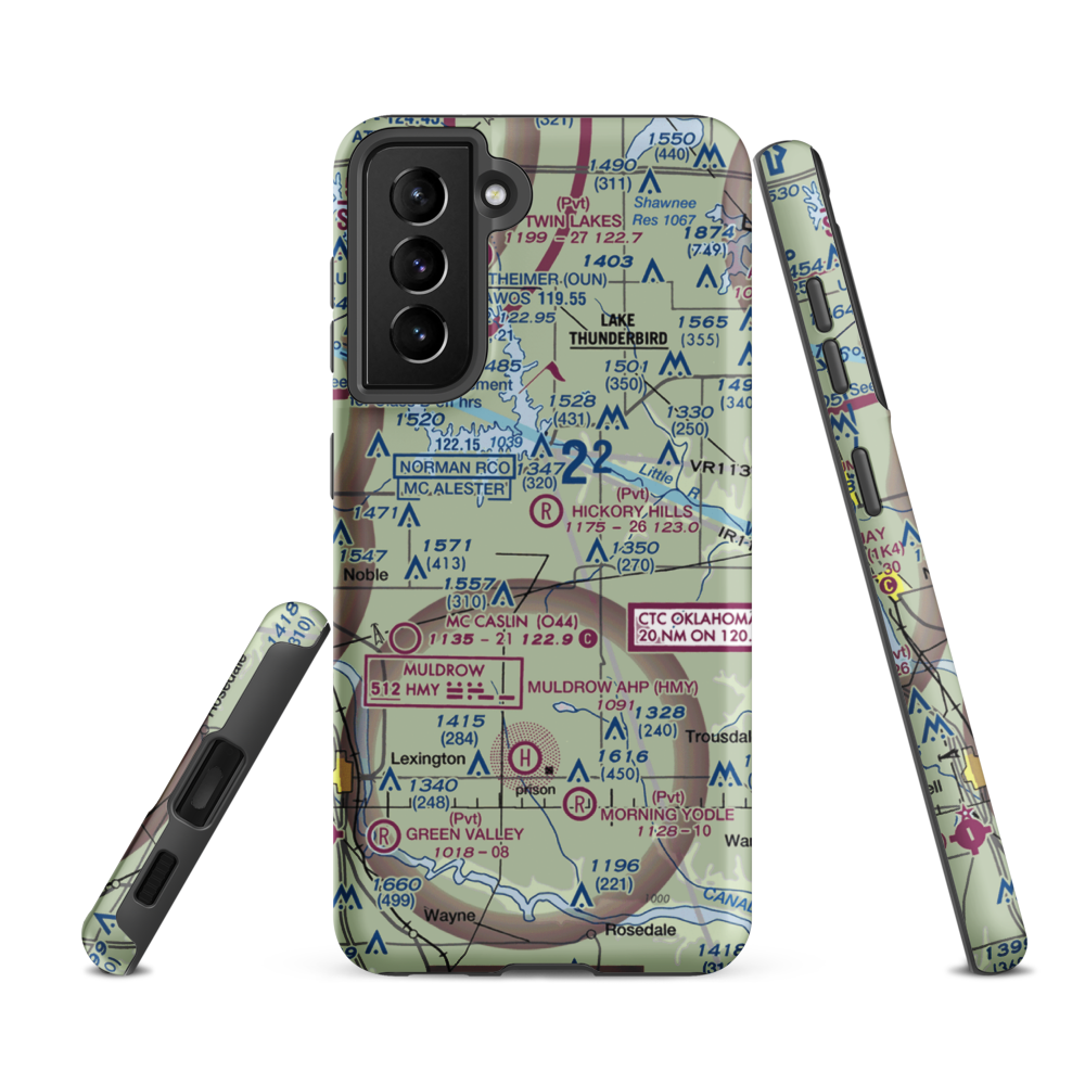 Hickory Hills Airport (10OK) VFR Sectional Samsung Phone Case Samsung Galaxy S21 FE model shown