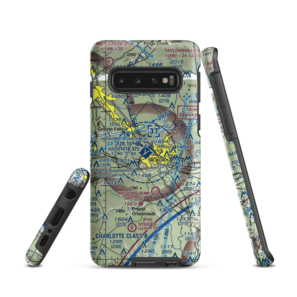 Hickory Regional Airport (HKY) VFR Sectional Samsung Phone Case Samsung Galaxy S10 model shown