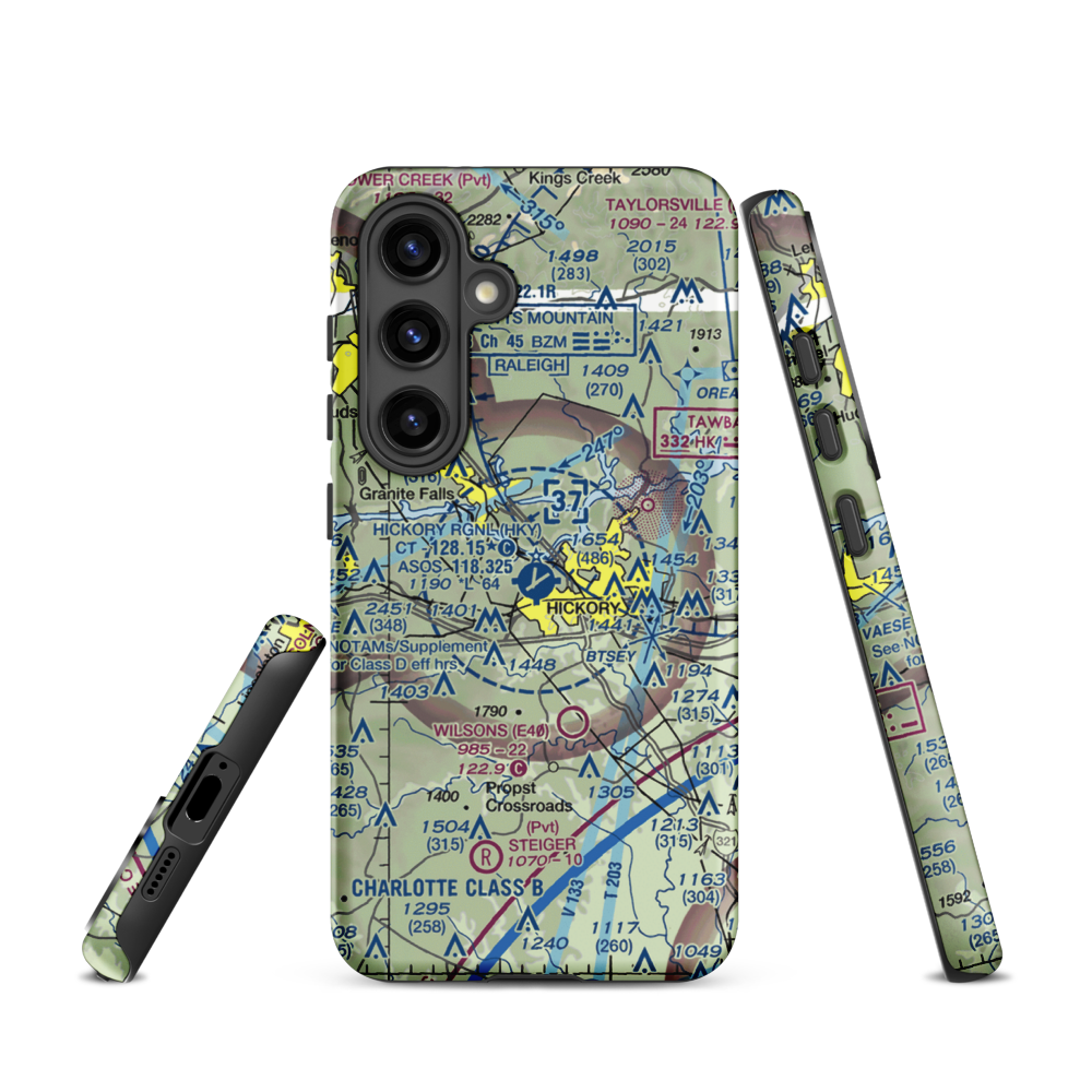 Hickory Regional Airport (HKY) VFR Sectional Samsung Phone Case Samsung Galaxy S24 model shown