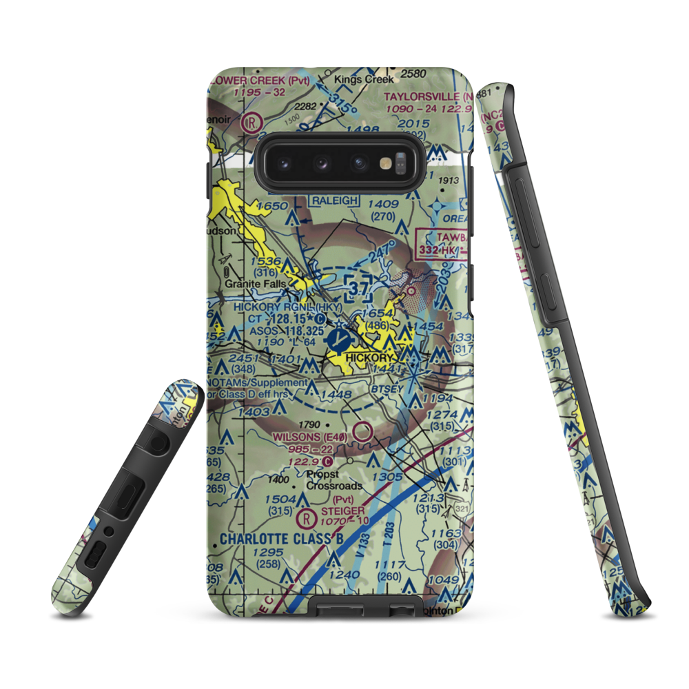 Hickory Regional Airport (HKY) VFR Sectional Samsung Phone Case Samsung Galaxy S10 Plus model shown