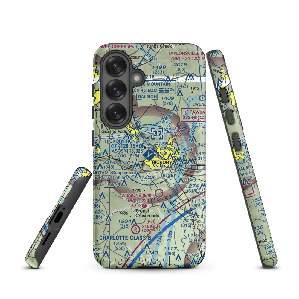 Hickory Regional Airport (HKY) VFR Sectional Samsung Phone Case Samsung Galaxy S25 model shown