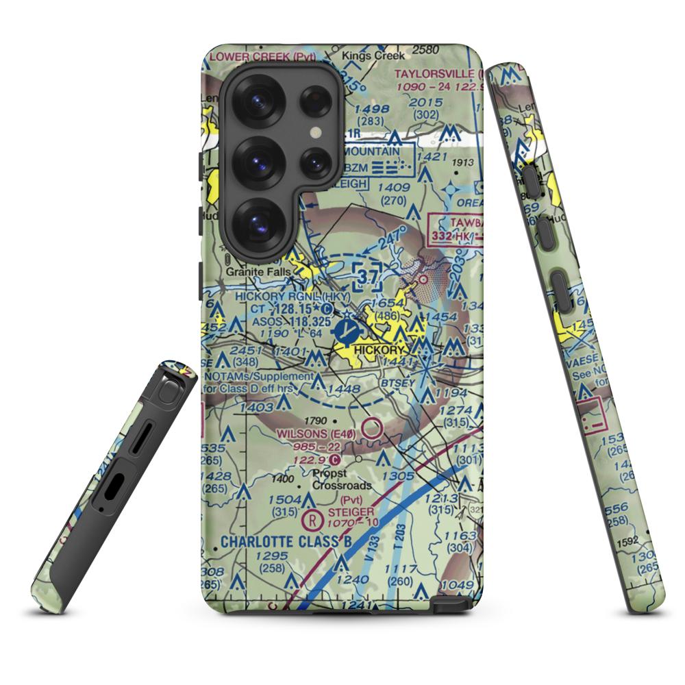 Hickory Regional Airport (HKY) VFR Sectional Samsung Phone Case Samsung Galaxy S25 Ultra model shown