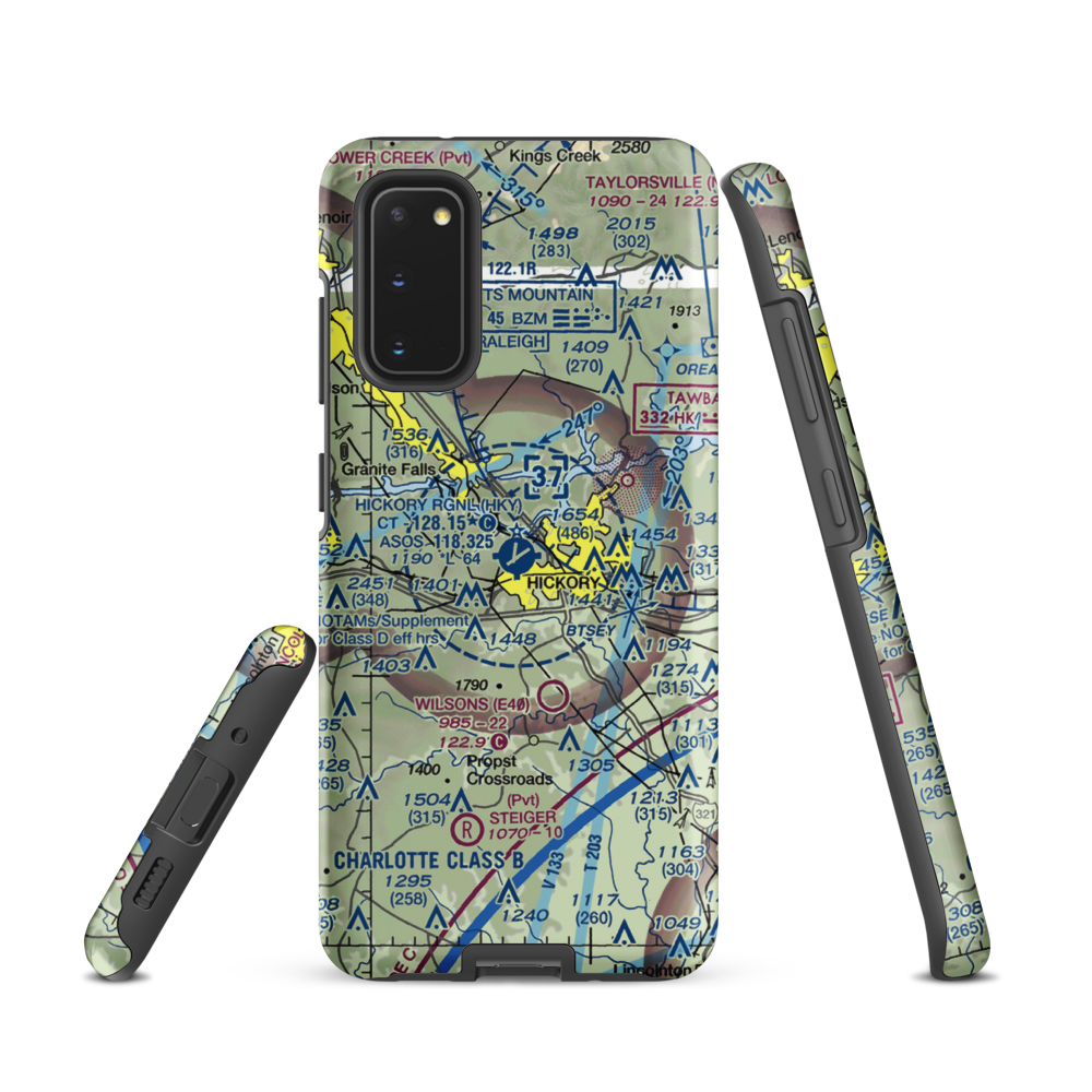 Hickory Regional Airport (HKY) VFR Sectional Samsung Phone Case Samsung Galaxy S20 model shown