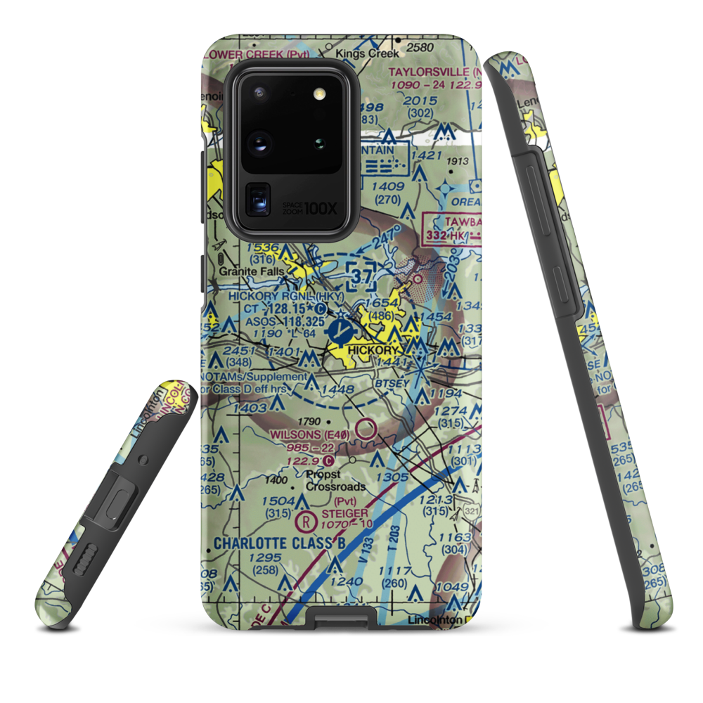 Hickory Regional Airport (HKY) VFR Sectional Samsung Phone Case Samsung Galaxy S20 Ultra model shown