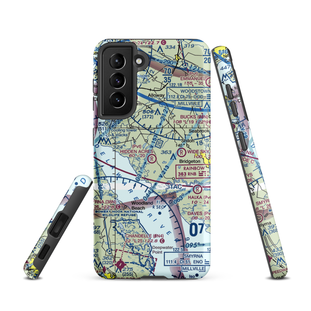 Hidden Acres Farm Airport (NJ84) VFR Sectional Samsung Phone Case Samsung Galaxy S21 model shown