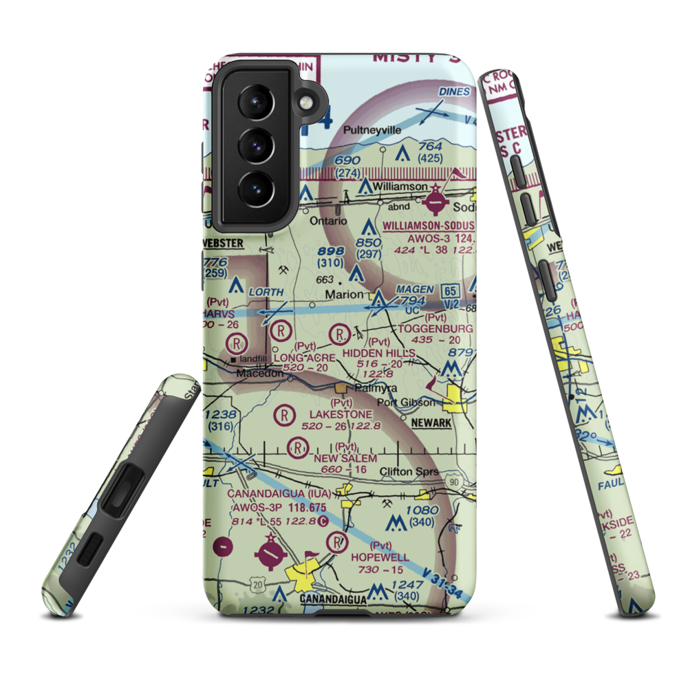 Hidden Hills Ranch Airport (NY33) VFR Sectional Samsung Phone Case Samsung Galaxy S21 Plus model shown