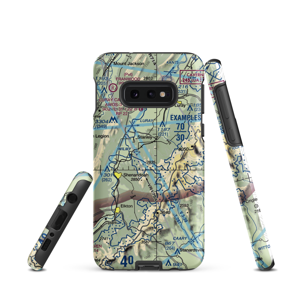 Hidden River Airport (89VA) VFR Sectional Samsung Phone Case Samsung Galaxy S10e model shown