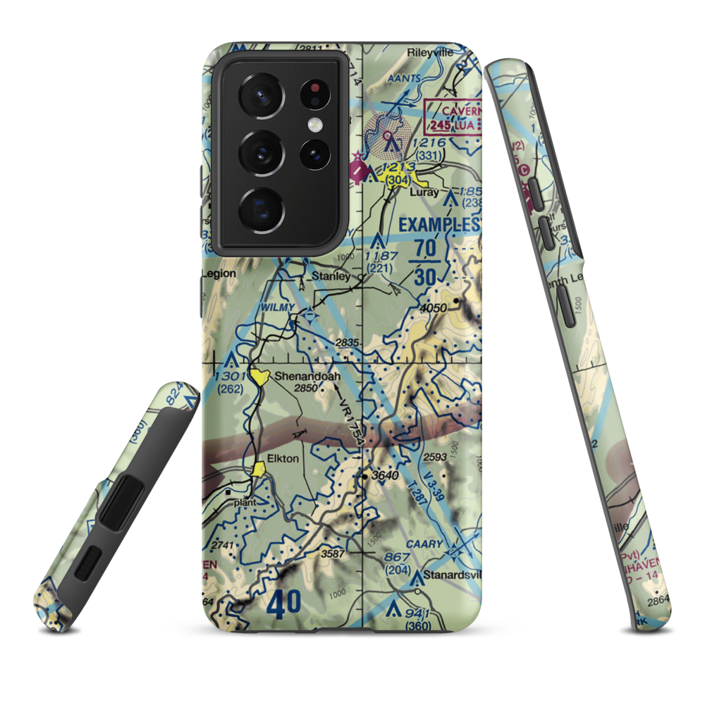 Hidden River Airport (89VA) VFR Sectional Samsung Phone Case Samsung Galaxy S21 Ultra model shown