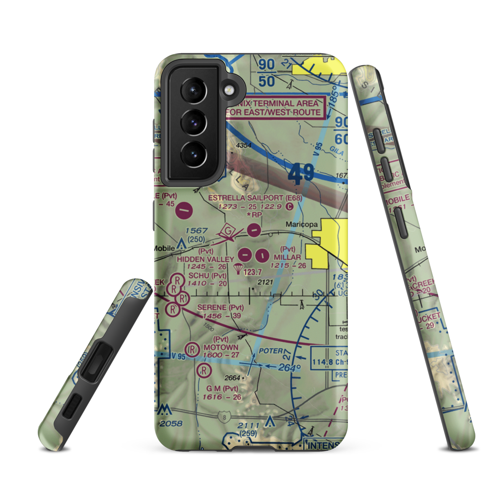 Hidden Valley Airport (AZ43) VFR Sectional Samsung Phone Case Samsung Galaxy S21 FE model shown